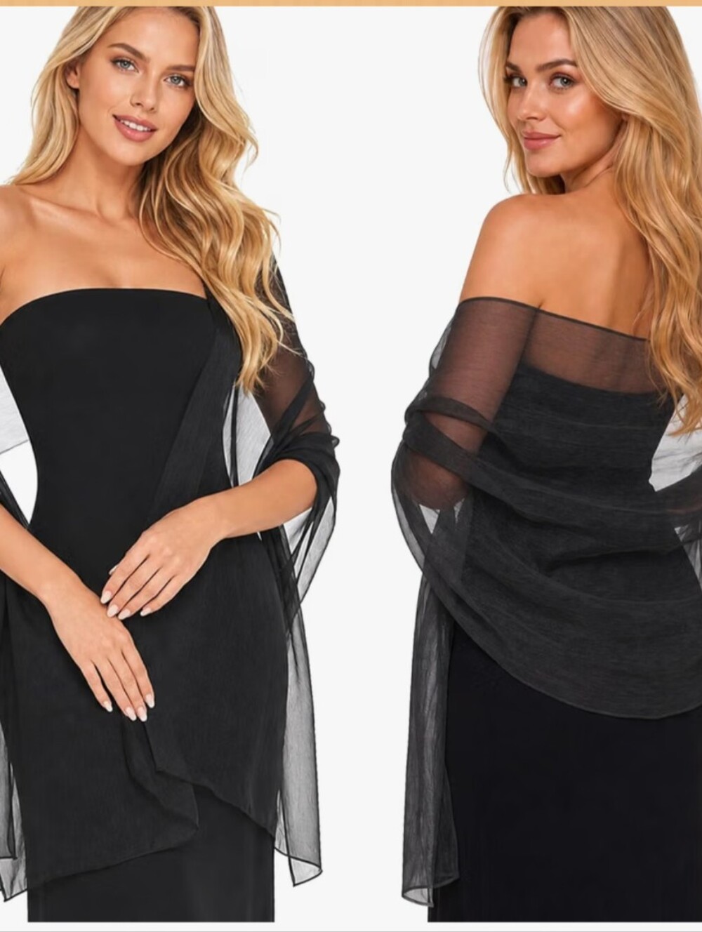 Chiffon Wrap Shawl - Black